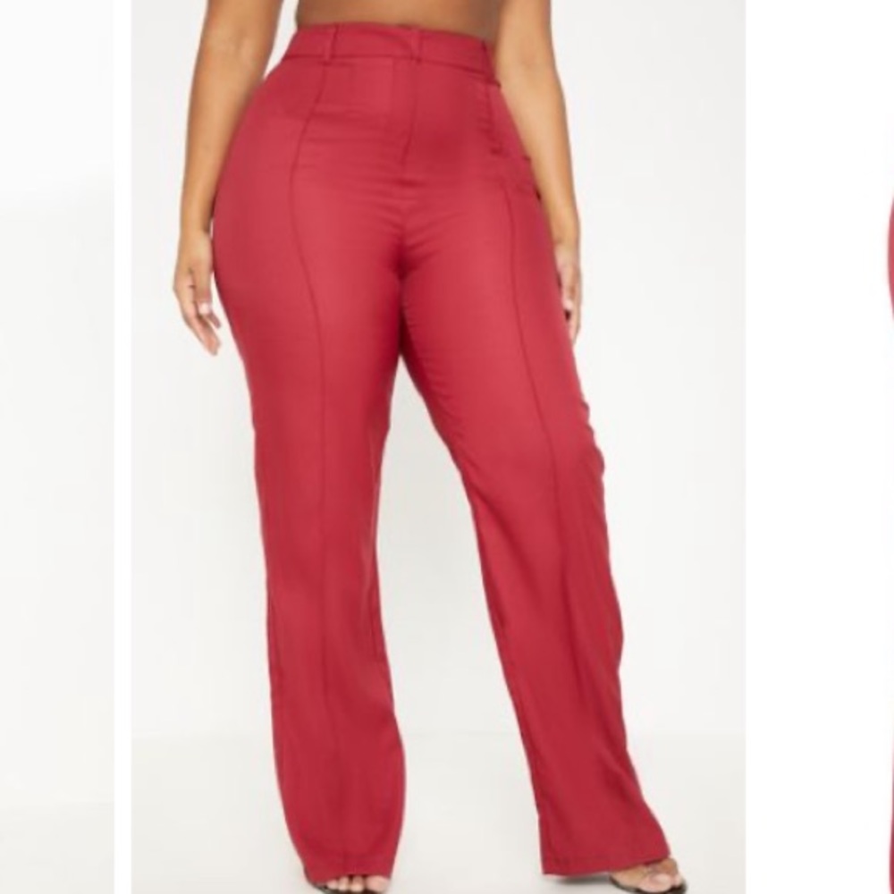 High Waist Burgundy Pants